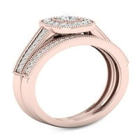 Имперски 1 3кт ТДВ диамант 10к Розово злато възглавница форма хало булчински комплект