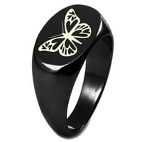 Стерлинг сребро любов пеперуда гравиран овален плосък горен полиран пръстен