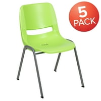 Флаш мебели Hercules Series lb. Капацитет Зелен ергономичен стол от стека на черупки със сива рамка