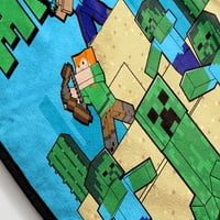 Minecraft Survival Mode Silk Touch Throw, 50, Microfiber, Blue, Mojang, Gaming Belding