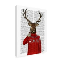 Марка изобразително изкуство 'елен в ски Пуловер' платно изкуство от фаб фънки