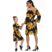 Homchy mommy ＆ me дете жена от рамо слънчоглед отпечатани цветни рокли семейни дрехи