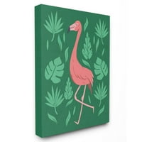 Колекцията за домашен декор на Fupell розово фламинго зелени листа стена изкуство