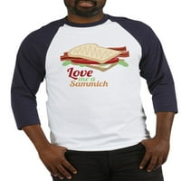 Cafepress - Love Me A Sammich Baseball Jersey - Бейзболна фланелка на памук, риза за ръкав Raglan