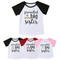 Бебешки бебета момичета лятна тениска -промотирана за по -голяма сестра печат графичен тройник върхове