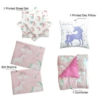 Dreamscape Unicorn Pink Microfiber Comforter Set - Пълен
