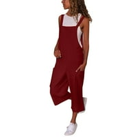 Комплекти за педари за жени облечени дамски ежедневни без ръкави каишки Разхлабени панталони с дълги панталони, XL