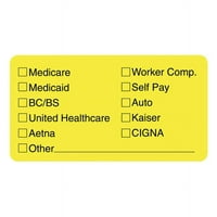 Етикети за таблици за застрахователен списък, 1- 3-1 4, жълто, 250 ролка