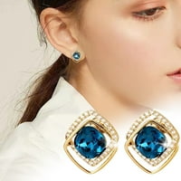Цирконови сини диамантени обеци за тийнейджърки момичета минималистични пиърсинг шпилки модерни обеци