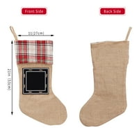 Whizma Коледни чорапи с голям размер Burlap Xmas stockings с дъска Персонализирани висящи чорапи за притежател на подарък Камина