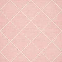 Nuloom пунктиран диамантен вален килим от вълна, 4 ', бебе розово