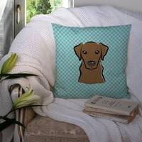 Carolines Treasures BB1172PW Checkerboard Blue Chocolate Labrador Canvas Fabric Декоративна възглавница 14HX14W