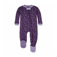 Бърт пчели Бебе Бебе Момиче спален пижама, цип нагоре неплъзгащи Пижами, Органичен памук