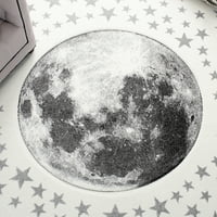 Carousel Kids Moon in the Stars Area Rug, Ivory Grey, 3'3 5'3