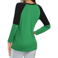 Sherrylily жени с дълъг ръкав v Врат тениски Цветни блок Основни върхове S-2XL