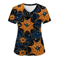 Helloween Womens Short Leade v Neck Floral Printed Top Nursed Working Thiss Blouse с джобове