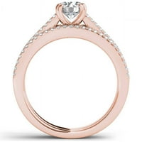Карат Т. в. диамантен Сплит джолан класик 14кт годежен пръстен Розово злато