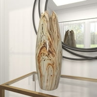 Декмод 21 мраморна бежова керамична ваза с ъглово отваряне на ръба