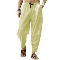 Панталони за мъже за мъже пролет и летни панталони ежедневни всички съвпадат със солиден цвят свободен панталон моден плажен панталон