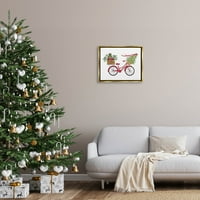 Ступел индустрии Весела Коледа сезонен велосипед графично изкуство металик злато плаваща рамка платно печат стена изкуство, дизайн