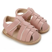 Малко дете пролетни и летни бебешки обувки и кръгъл пръст с плосък долен светлинна контура от твърд цвят римски сандали в стил