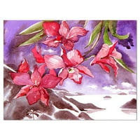 Дизайнерски арт орхидея с морска флорална рисунка отпечатък върху опаковани платно