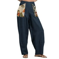 Yubatuo панталони за жени модни прошиване на памучно бельо с ширина панталони за крак с разхлабени панталони Женски панталони