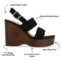Колекция Journee Дамски Ayvee Tru Comfort Foam Buckle Platform клин сандали