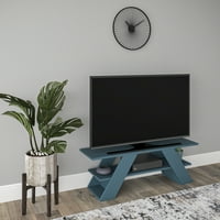 Мебели за декор на ADA за телевизори до 53 Tier Open Shelf Petrol Blue Tioga Modern TV Stand