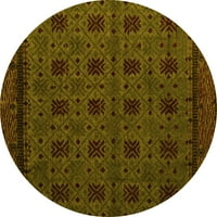 Ahgly Company Machine Pashable Indoor Round Abstract Yellow Modern Area Cugs, 4 'кръг