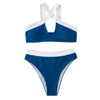 Секси жени модни бикини пачуърки за бански костюми за бански костюми за бански костюми, синьо, XL
