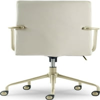 Ел декор Жизел Велвет в средата на гърба офис стол с ръце, ЛБ капацитет, френски крем