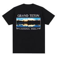Графичен национален парк Grand Teton Графичен къс ръкав черна тениска кръгла врата