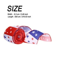 Feiboyy Patriotic Wired Edge Ribbon 2.48â Vintage Ribbon USA Flag Stars Striped декоративна панделка за Деня на независимостта