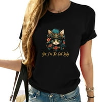 Да, аз съм котешкият любител на котките модни графични тийнейджъри за жени, удобни и модерни летни върхове, уникален дизайн на