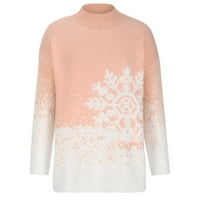 Homadles Женски класически пуловер просвета- кръгла шия плюс размер свободни пуловери Топ розов размер един размер