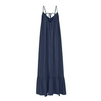 Женски летни рокли рокли за жени в дрехи Sarong Fit & Flare Camisole Dark Blue L