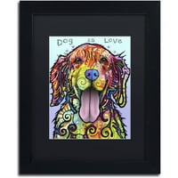 Търговска марка изобразително изкуство 'куче е любов' платно изкуство от Дийн Русо, Черен мат, черна рамка