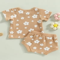 Bagilaanoe новородено момиченце къси панталони комплекти с къс ръкав флорален тениски за тениски за тениски + pp къси панталони