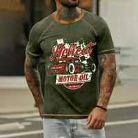 Hanas Men's T-Shirt 3D буква за печат тениска с къси ръкави за кръгла шия на шията за небрежна риза тениска
