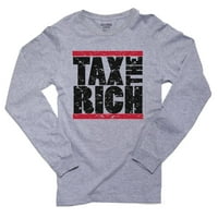 TA богатият - политически демократичен графичен дизайн Мъжки сива тениска с дълъг ръкав