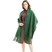 Над размер шал за жени зимен плетен пончо жени солидни женски ръкави обвиват винтидж шал дълга дебела пончо нос подарък