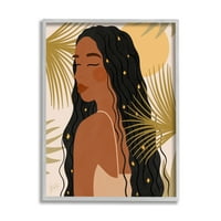Ступел индустрии пустинята растение листа слънчева звездно коси жена Графика Изкуство сива рамка изкуство печат стена изкуство,