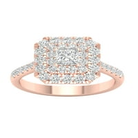 Императорски диамантен пръстен с двойно ореол в 10к Розово злато