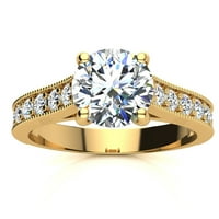 Супериран карат карат кръгла форма Мосанитен годежен пръстен в Карат жълто злато за жени