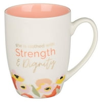 Християнски Подаръци за изкуство мотивационна керамична чаша за кафе и чай за жени: сила и достойнство-Притчи 31: новост на Библията