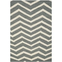 Cambridge Leon Zig Zag Stripes Wool Area Rug, тъмно сива слонова кост, 2'6 4 '