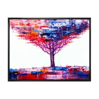 Абстрактно Цветно Дърво Импресионист На Бяла Рамка Живопис Платно Изкуство Печат