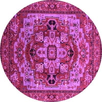 Ahgly Company Indoor Round Ориенталски розови килими за индустриална зона, 7 'кръг