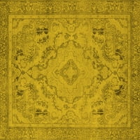 Ahgly Company Machine Pashable Indoor Rectangle Oriental Yellow Industrial Area Rugs, 8 '12'